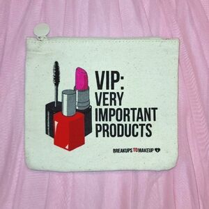 NEW Ipsy makeup bag; Breakups to Makeup collab; natural canvas; hot pink lining